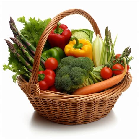 Foto de una canasta variada de verduras de flor como coliflor, brócoli y alcachofa
