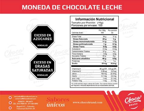 Etiqueta nutricional de chocolate