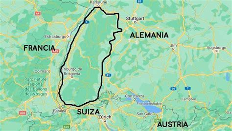 Mapa de la región de la Selva Negra en Alemania e ilustración de cerezas silvestres.