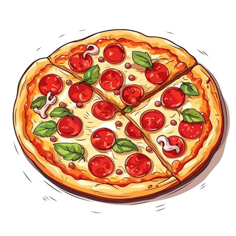 Ilustración de una pizza crujiente con bordes dorados y centro tierno