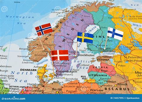 Mapa de Europa destacando países nórdicos y Alemania