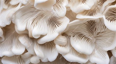 Fotografía detallada de hongos ostra frescos (Pleurotus ostreatus) sobre una superficie de madera.