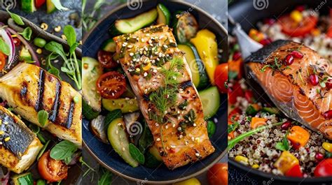 Collage de fotos de diferentes platos preparados en plancha grill: hamburguesa, verduras asadas, filete, sándwich.