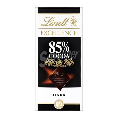 Fotografía de una tableta de chocolate negro Lindt EXCELLENCE 85%, mostrando su textura y color.