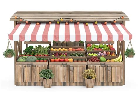 Ilustración de verduras frescas de temporada en un mercado