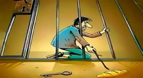 Representación de un prisionero con solo pan y agua