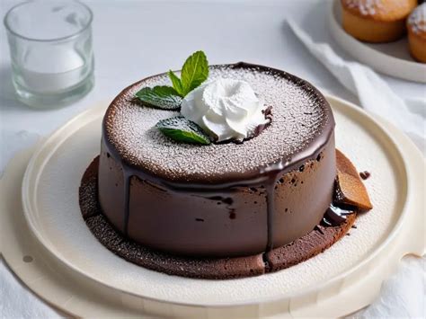Fotografía de postres decorados con chocolate fundido brillante