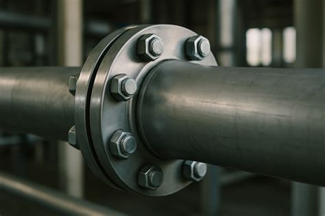 Foto de una brida industrial con espárragos instalados