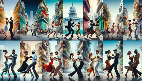 collage de imágenes que representan diferentes estilos de salsa y otros ritmos latinos como bachata y merengue