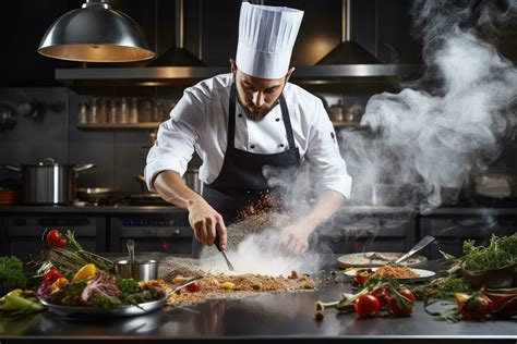 Cocineros en un entorno de cocina profesional aplicando medidas de higiene, con énfasis en la separación de alimentos.