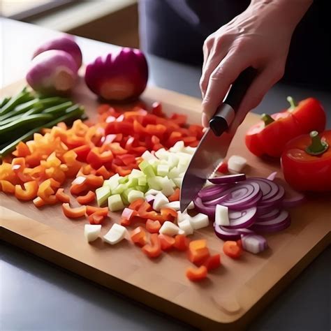 Esquema mostrando la transferencia de patógenos de una tabla de cortar carne cruda a verduras mediante un cuchillo sin lavar.