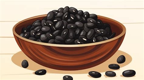 Frijoles negros en un tazón, mostrando su textura y color característicos.