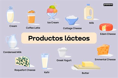 Ilustración de diferentes productos lácteos que se obtienen mediante la coagulación controlada de la leche, como quesos, yogures y postres.
