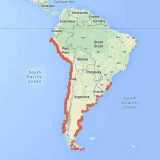 Mapa de distribución del lobo marino común en Chile.
