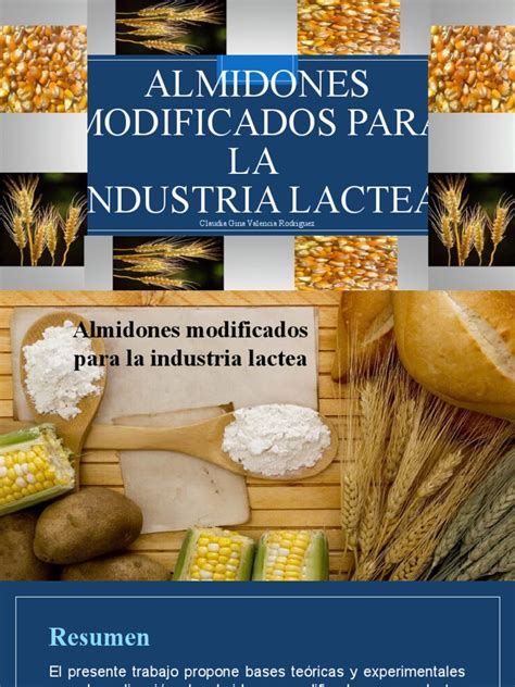 Infografía sobre tipos de almidones modificados y sus fuentes vegetales, como la mandioca