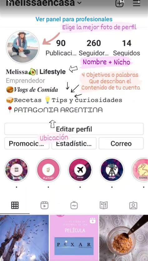 Captura de pantalla de un perfil de Instagram de repostería con fotos de galletas atractivas