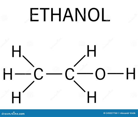 Esquema molecular del etanol representando su estructura química básica.