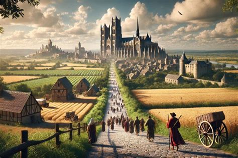 Ilustración histórica que muestra peregrinos transportando empanadas, representando su origen medieval.