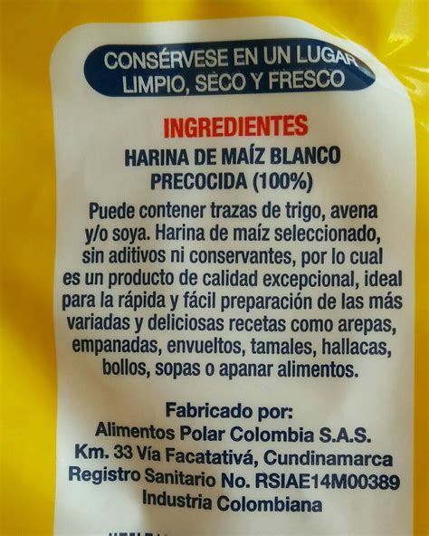 Infografía sobre los ingredientes de la harina