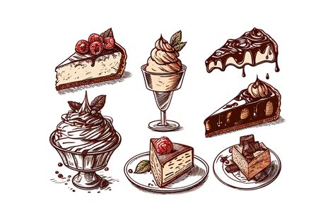 Ilustración variada de postres elegantes y coloridos