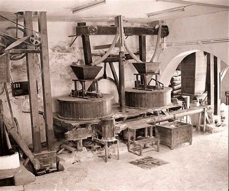 Ilustración de un antiguo molino de harina o molino de agua