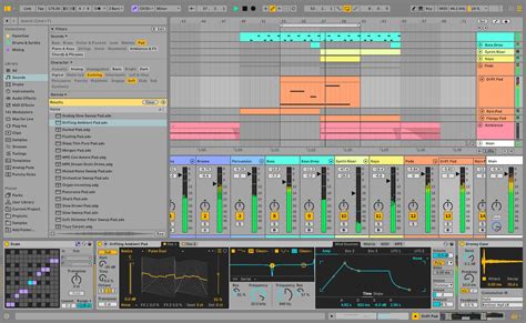 Visualización de envolventes de automatización en la Vista Arrangement de Ableton Live.