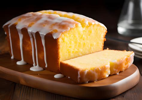 Primer plano del bizcocho de limón confitado con glaseado y rodajas de limón