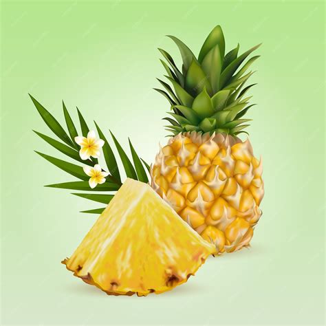 fruta tropical de piña entera y cortada en rodajas, mostrando su interior amarillo y corona verde