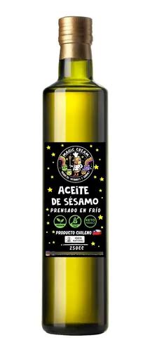 Botella de aceite de sésamo prensado en frío