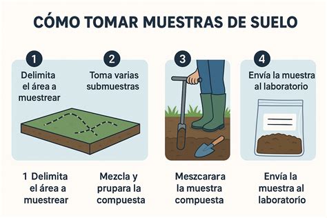 Diagrama explicativo sobre la toma de muestras de suelo y su importancia para el análisis químico.