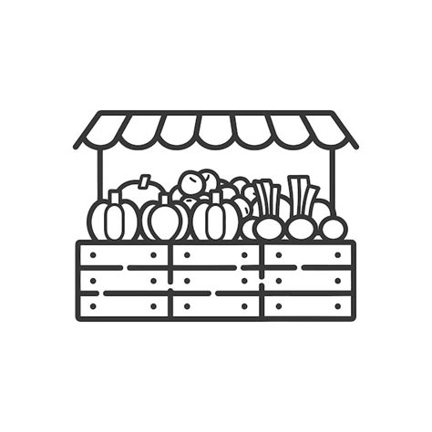 Dibujo de un puesto de frutas y verduras para colorear