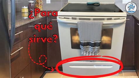 infografía mostrando el cajón debajo del horno con flechas indicando su función para mantener la comida caliente