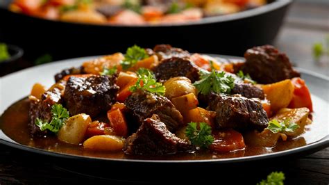 Infografía con los pasos clave para preparar el estofado de ternera en slow cooker.