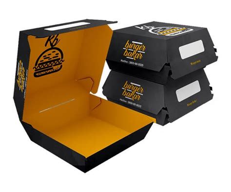 Diseño de cajas para hamburguesas personalizadas con logotipo de marca