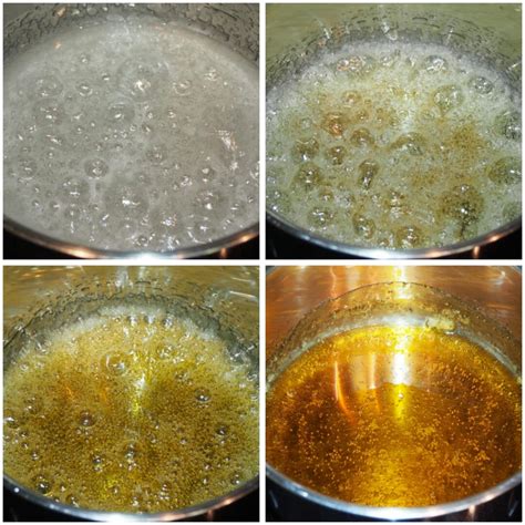 Molde con caramelo líquido, listo para verter la mezcla del tocino de cielo