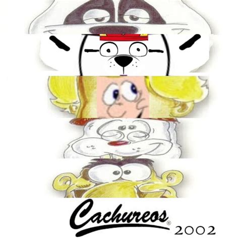 Logo y personajes principales de Cachureos en el estudio de televisión