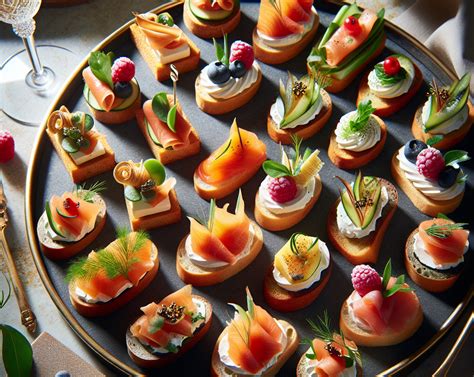 Variedad de canapés servidos en un evento social