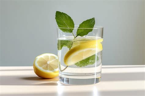 vaso de agua con salvado de trigo y rodajas de limón