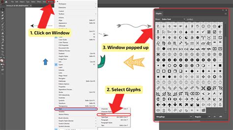 Ejemplo de uso del panel de Glifos en Adobe Illustrator para insertar caracteres alternativos.