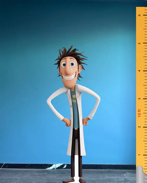 Diseño de personajes principales: Flint Lockwood junto a su invento y Sam Sparks.