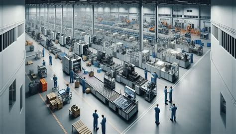 Esquema de la planta industrial moderna y líneas de producción tecnológica