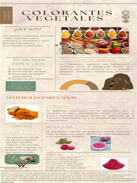 Infografía sobre cómo extraer colorantes naturales de vegetales