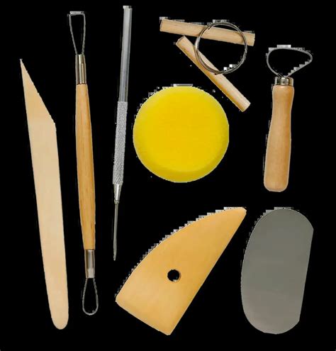 Esquema básico de los materiales y herramientas esenciales para el modelado en barro