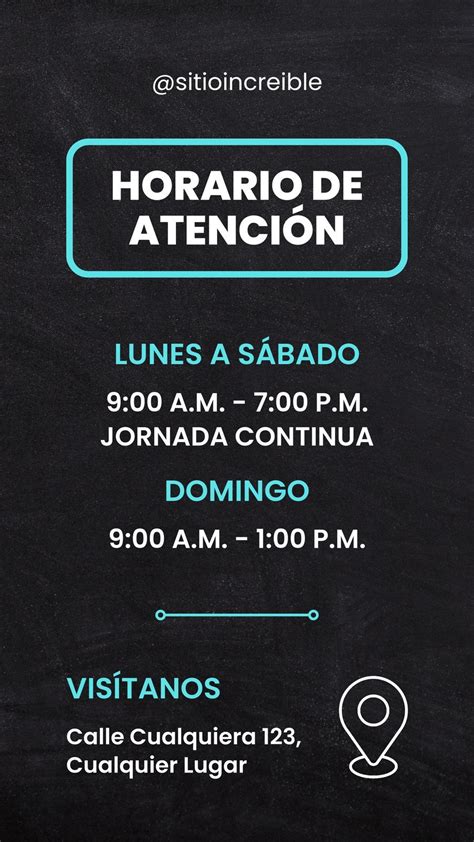 Infografía o cartel con los horarios de atención del restaurante