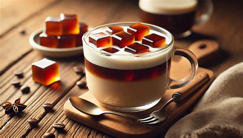 Vasos individuales de gelatina de café con crema y hielo