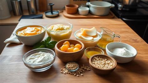 Muestra de ingredientes crudos y veganos para repostería, como nueces, dátiles y castañas de cajú.