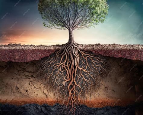 Esquema visual mostrando el sistema radicular profundo de la consuelda (hasta 3 metros) extrayendo nutrientes de las capas inferiores del suelo.