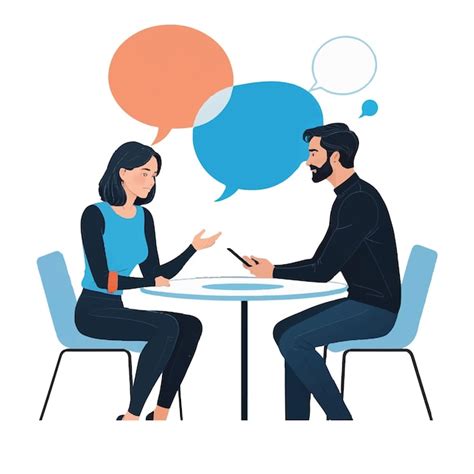 Ilustración de dos personas sentadas frente a frente en una mesa, con expresiones serias, simulando una conversación tensa