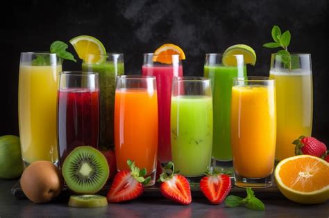 Imagen de los jugos naturales de gran tamaño servidos en el local.