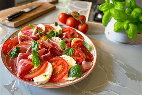 Imagen de una ensalada fresca con jamón serrano, uvas y tomates cherry.
